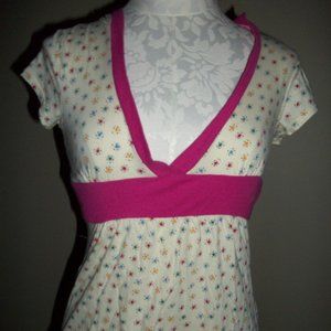 hooded babydoll tunic shirt. stars small EUC